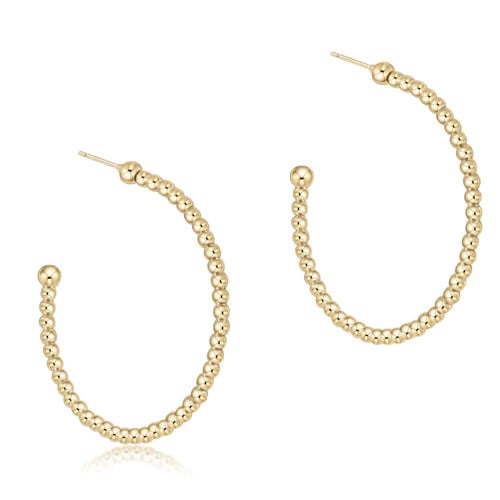 eNewton Beaded 2mm Classic Post Hoop Earrings | 1.25in