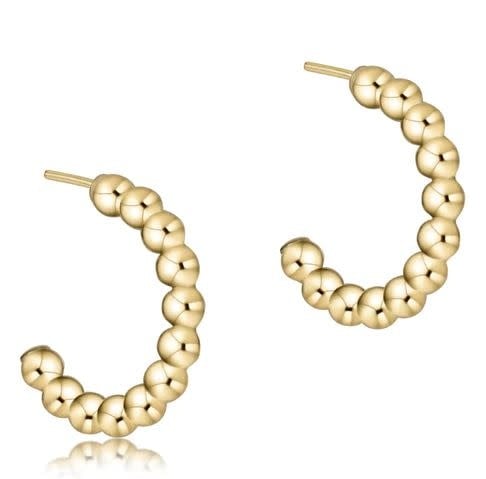 eNewton Beaded 3mm Classic Post Hoop Earrings | 1in
