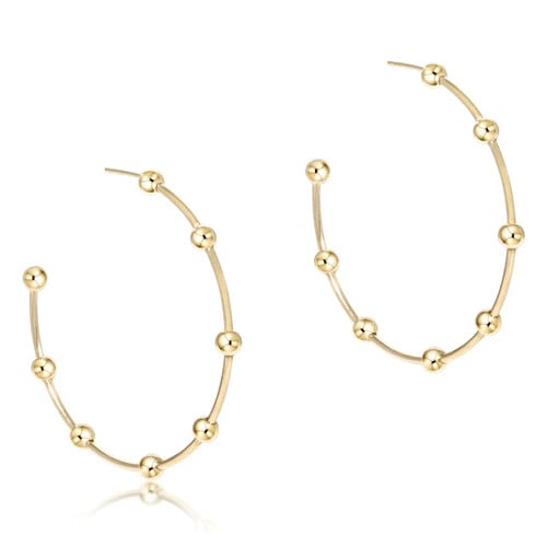eNewton Beaded 4mm Simplicity Post Hoop Earrings | 1.5in