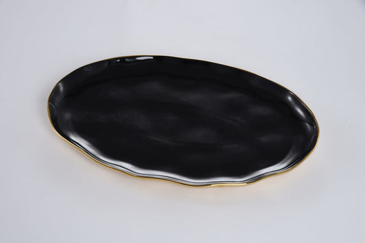 Oval Platter | Black + Gold