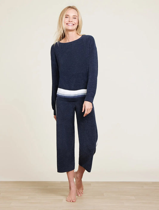 Barefoot Dreams CozyChic Ultra Lite Multi Stripe Pullover | Indigo S
