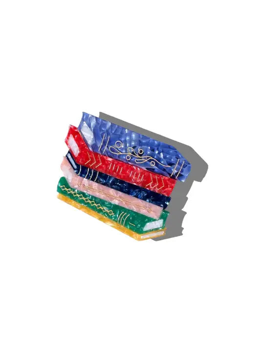 Hand Painted Claw Clip | Book Stack