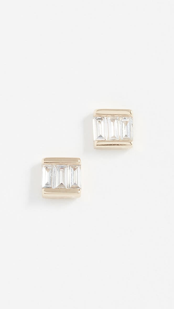 Diamond Mini Baguette Studs