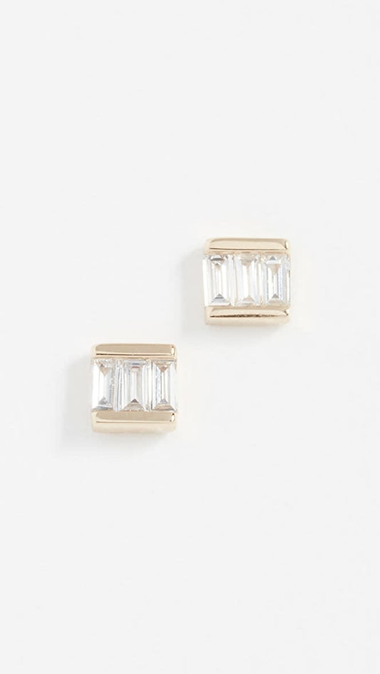 Diamond Mini Baguette Studs
