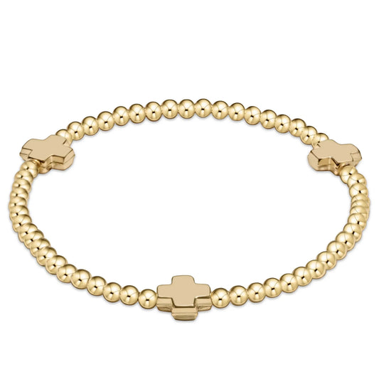 eGirl Signature Cross Gold Pattern Bead Bracelet | 3mm