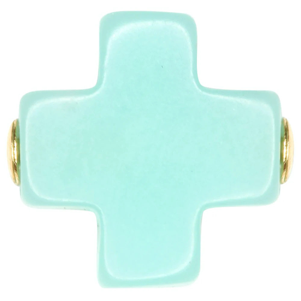 egirl Signature Cross Necklace Gold Turquoise 14in