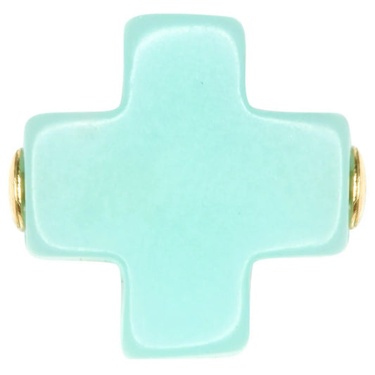 egirl Signature Cross Necklace Gold Turquoise 14in