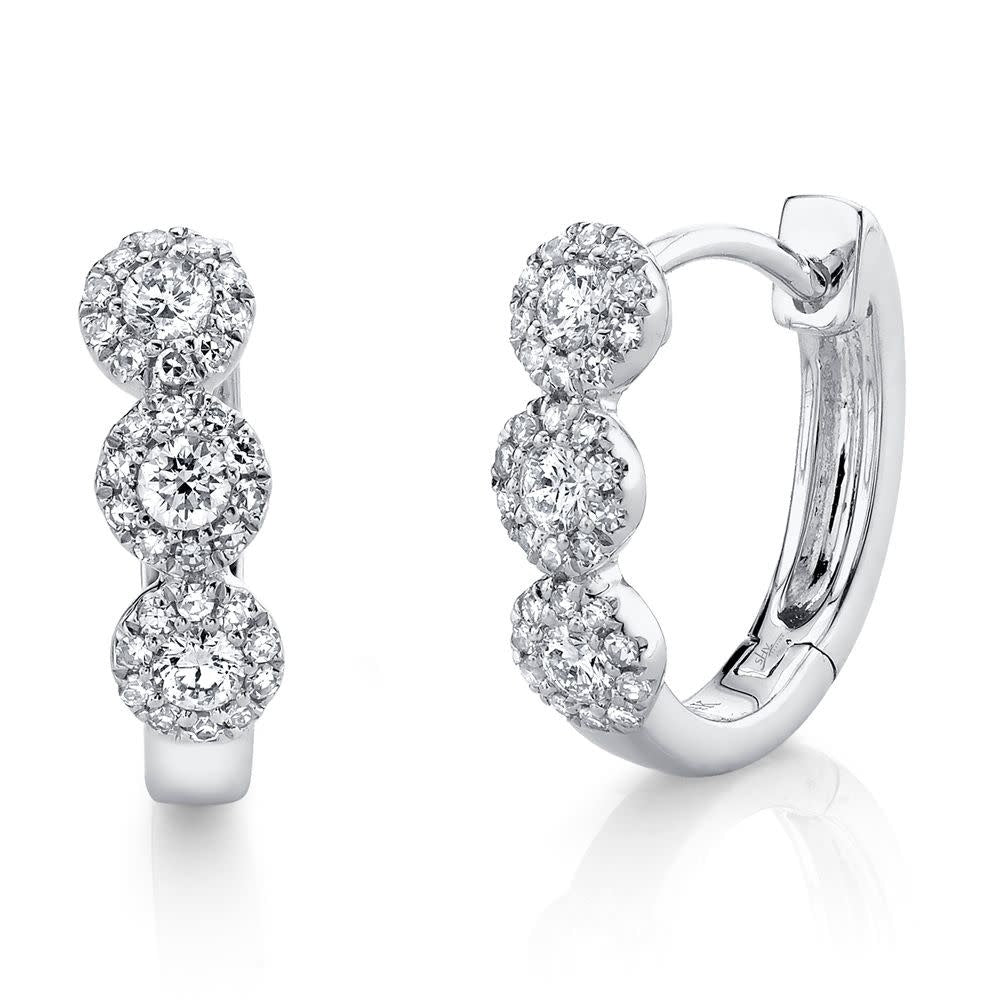 0.37Ct 14K WG 3 Diamond Huggie Earring