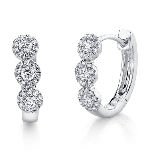 0.37Ct 14K WG 3 Diamond Huggie Earring