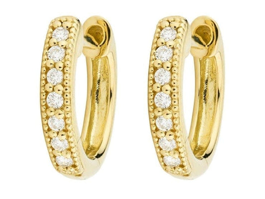 Diamond Huggie Hoop Earrings | 18k Yellow Gold .11c