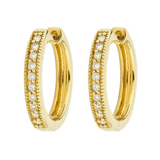 Camelia Diamond Hoop Earrings | 18k YG .16c