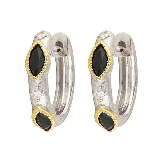 Mixed Metal Black Spinel Hoops