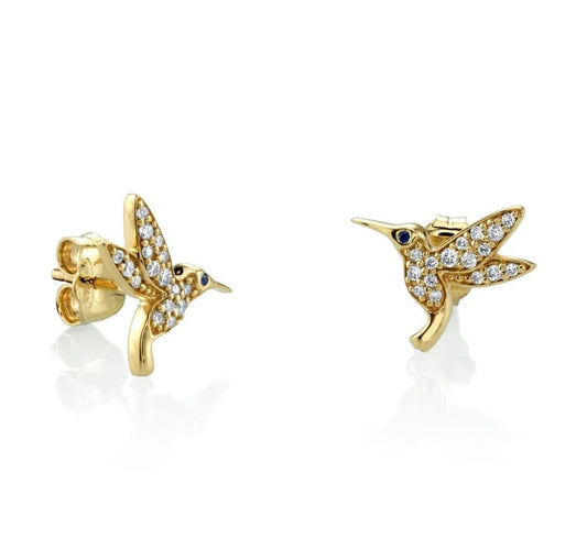 Diamond Hummingbird Stud Earrings