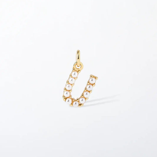 Pearl Initial Charm Pendant | U