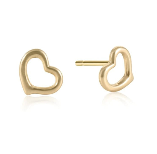 eNewton Love Open Heart Gold Stud Earrings
