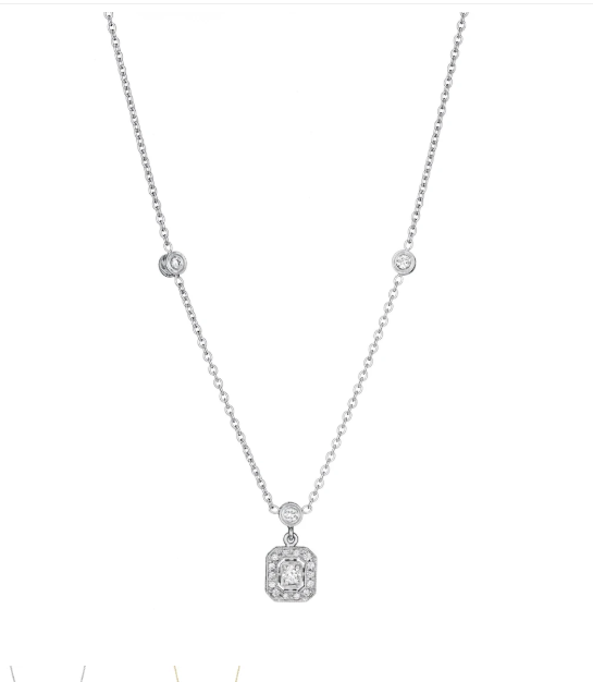 Emerald Shape Drop Necklace