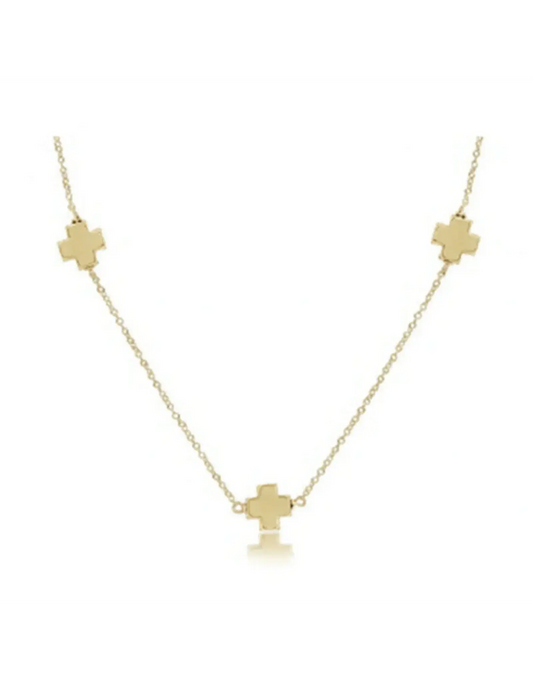 eNewton Simplicity Chain Gold Signature Cross Gold Choker Necklace | 15in