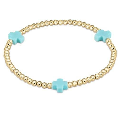 eNewton Extends Signature Cross 3mm Bead Bracelet | Turquoise
