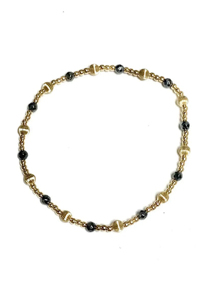 Dignity Sincerity Pattern 4mm Bead Bracelet | Faceted Hematite