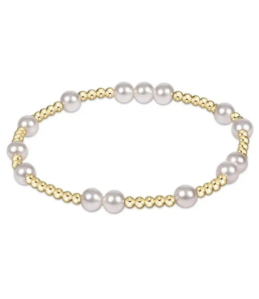 eNewton Extends Hope Unwritten Pearl + Gold 6mm Bead Bracelet