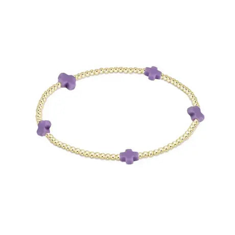 eNewton Signature Small Cross 2mm Bead Bracelet | Purple