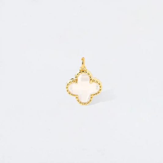 Frosted White Puff Clover Charm Pendant