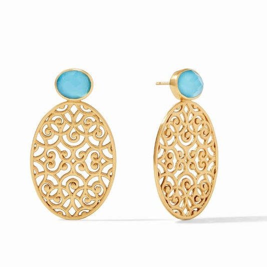 Vienna Statement Earring Gold iridescent Pacific Blue