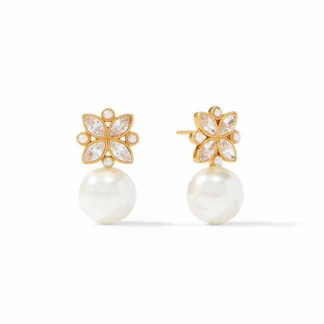 Charlotte Drop Earrings | Pearl + Cubic Zirconia