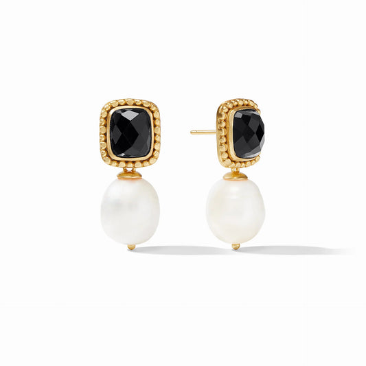 Marbella Drop Earrings | Obsidian Black + Pearl
