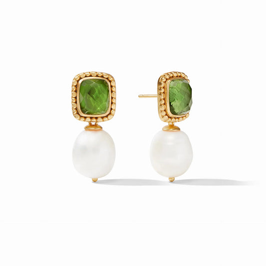 Marbella Drop Earrings | Iridescent Jade Green + Pearl