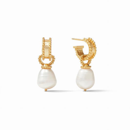 Marbella Hoop + Charm Earrings | Pearl