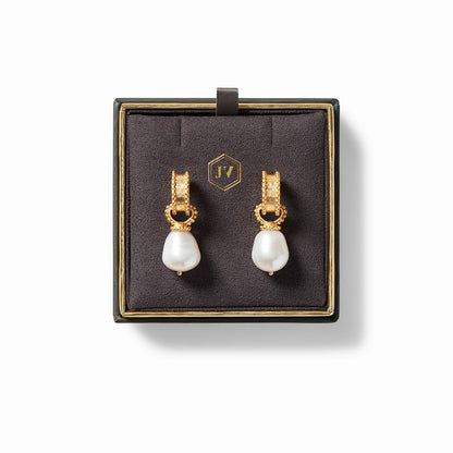 Marbella Hoop + Charm Earrings | Pearl