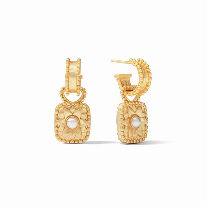 Marbella Hoop + Charm Earring | Iridescent Peony Pink