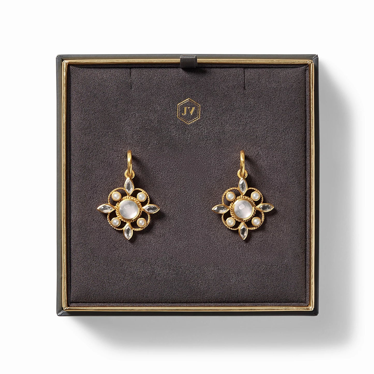Monaco Hoop + Charm Earring | Iridescent Charcoal Blue