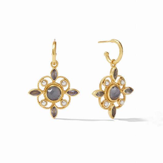 Monaco Hoop + Charm Earring | Iridescent Charcoal Blue