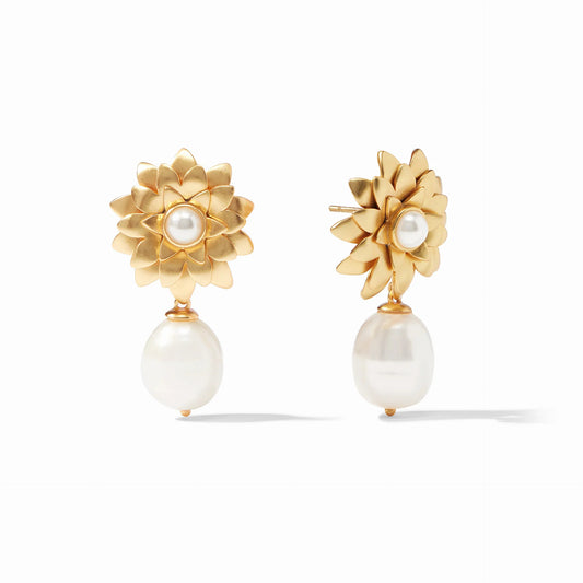 Flora Pearl Drop Gold Earrings | Pearl