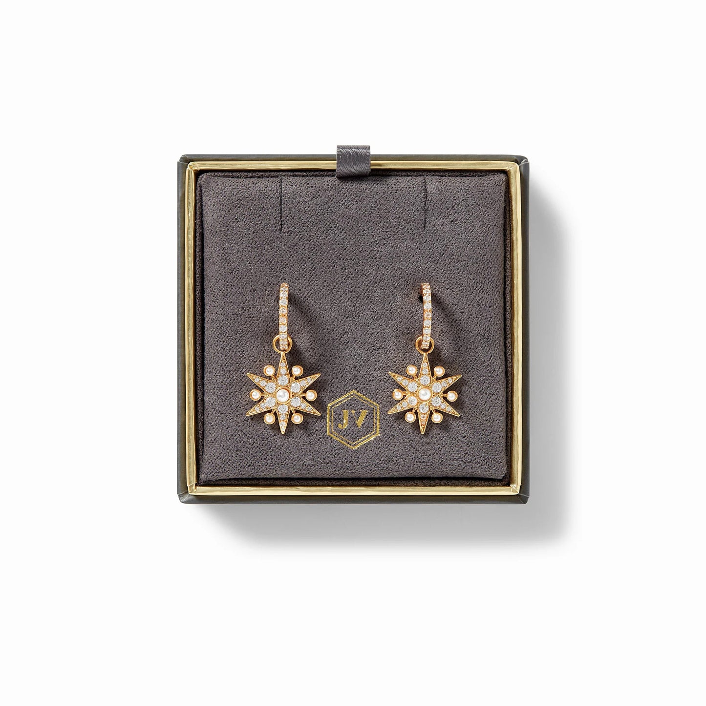 Celeste Hoop & Charm Earring | CZ/Pearl