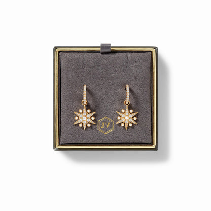 Celeste Hoop & Charm Earring | CZ/Pearl