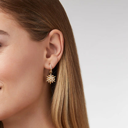 Celeste Hoop & Charm Earring | CZ/Pearl