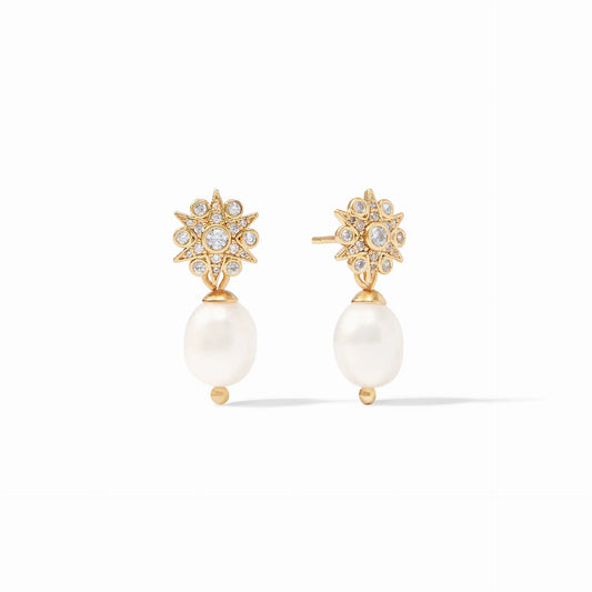 Celeste Demi Starburst Gold Drop Earrings | Pearl