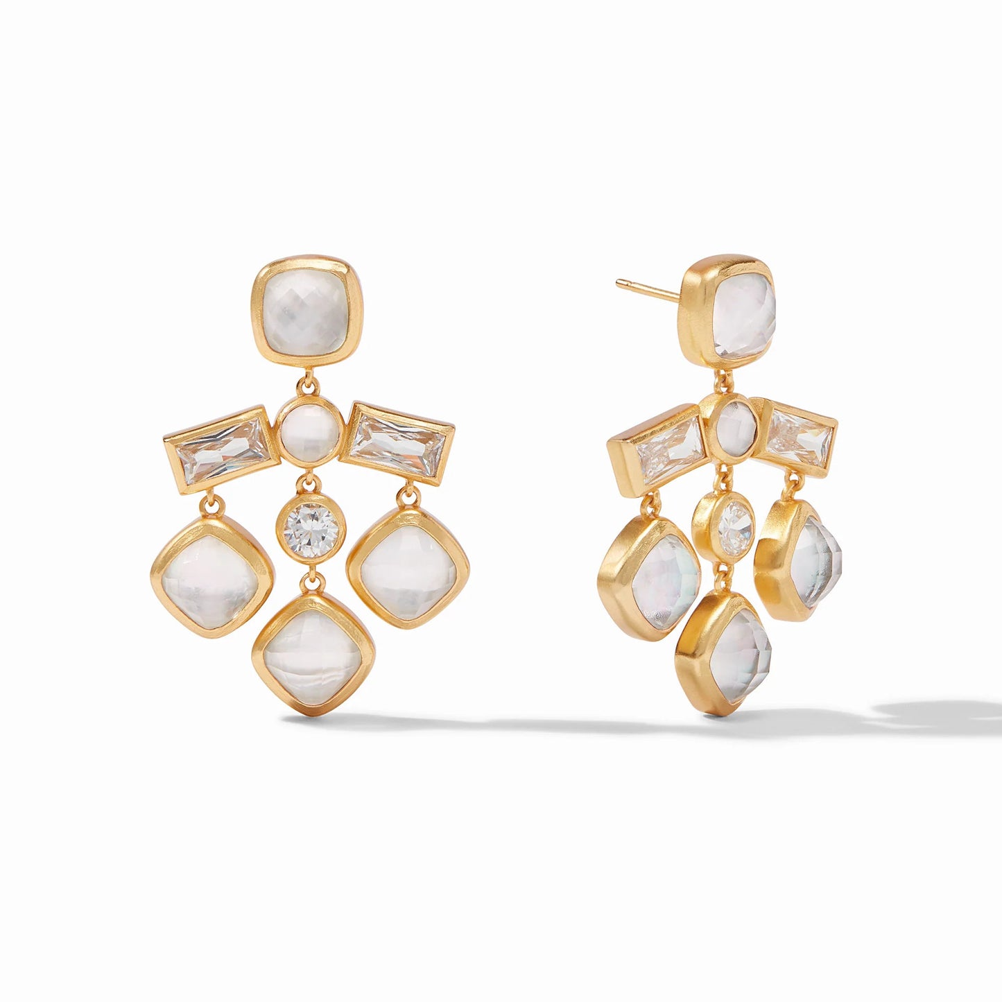 Antonia Chandelier Gold Earrings | Iridescent Clear Crystal