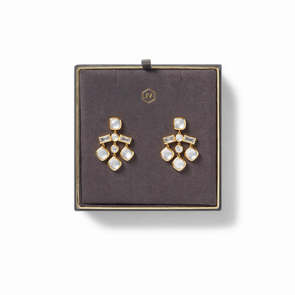 Antonia Chandelier Gold Earrings | Iridescent Clear Crystal