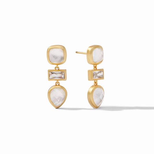 Antonia Tier Gold Earrings | Iridescent Clear Crystal