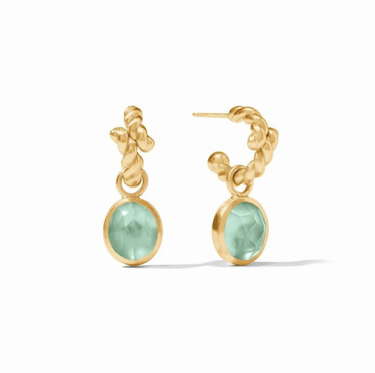 Nassau Hoop + Charm Earrings | Iridescent Aquamarine Blue