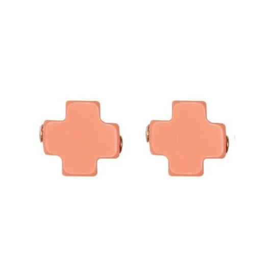 Signature Cross Stud Earring | Coral
