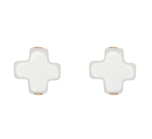 eNewton Signature Cross Stud Earrings | Off-White