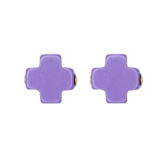 Signature Cross Stud Earring | Purple