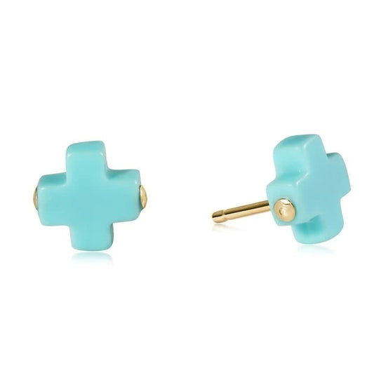 eNewton Signature Cross Stud Earrings | Turquoise