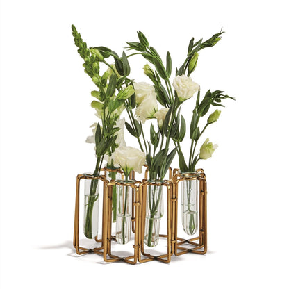 S/7 Gold Hinged Flower Vase