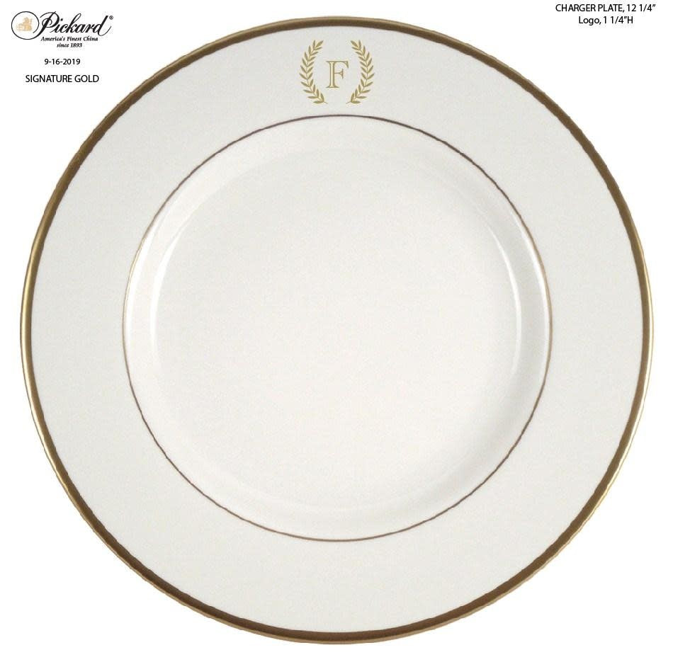Signature Ultra-White Gold Presentation Plate | 12in Monogrammed